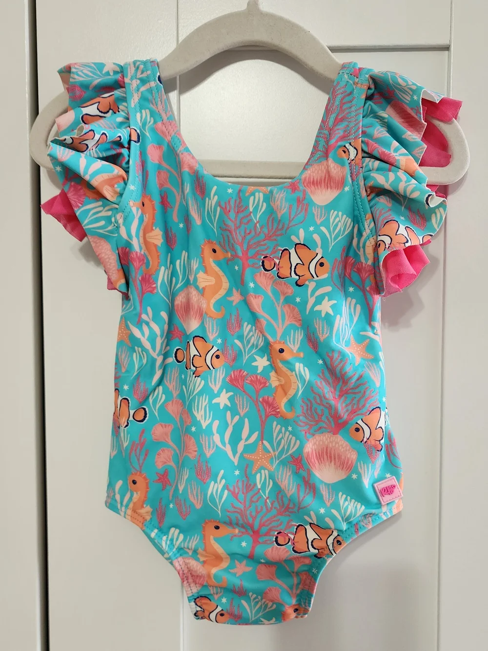 RuffleButts Seahorse Under The Sea One Piece Suit 18-24M NEW! Butterfly Sleeve.
